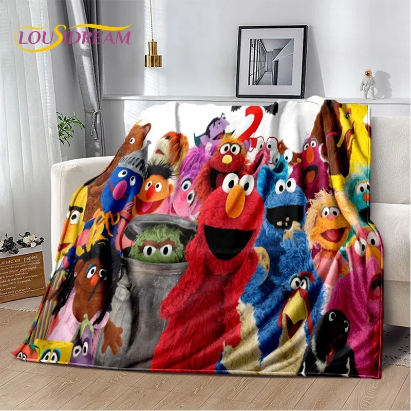 Cartoon sesame street cute soft flannel blanket for bedroom sofa picnic, throw blanket children cover outdoors entertainment gif