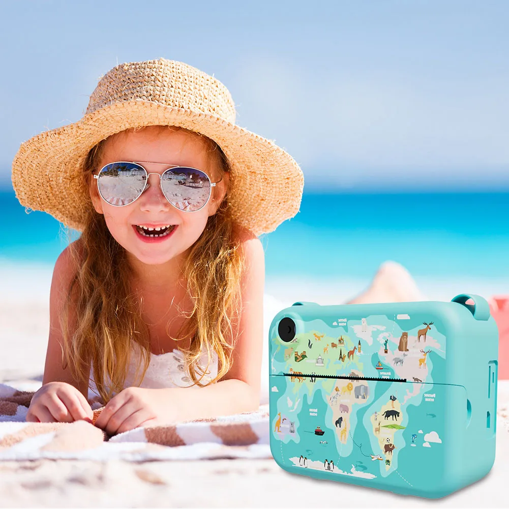 Kids Video Recorder Instant Print Photo with 3 Rolls Print Paper Kids Camera Portable Cute Camera Birthday Gifts for Girls Boys