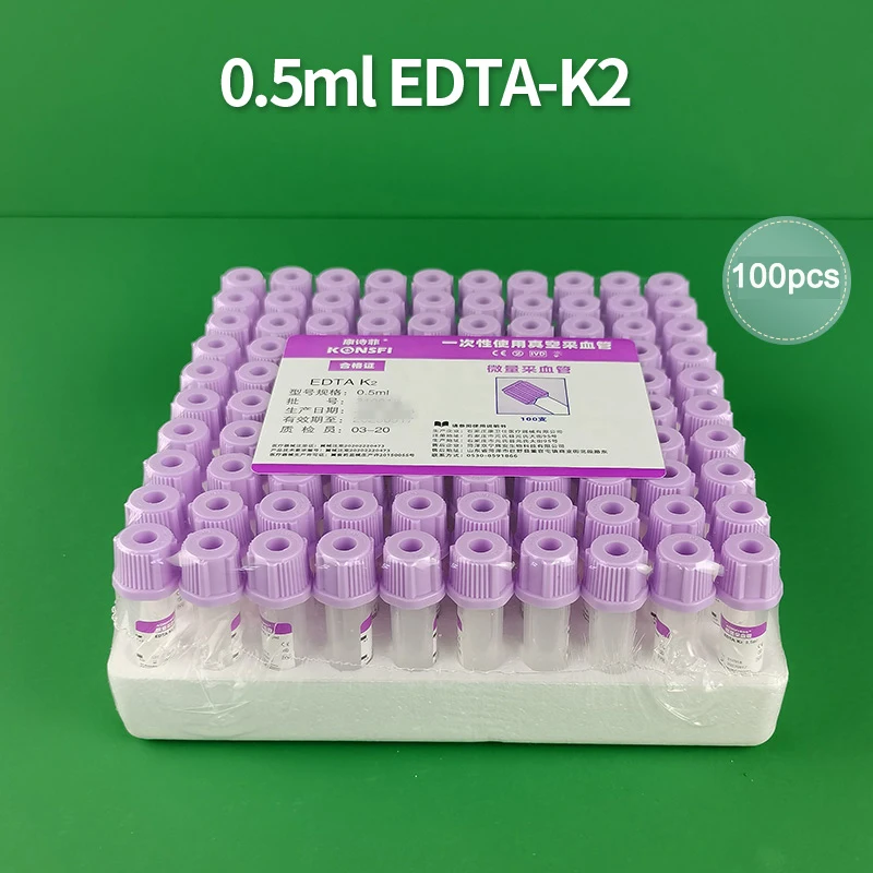 Tube de collecte de Micro sang stérile EDTA K2 K3, 0.5ml, 1ml, Tubes en plastique jetables, Tubes à 