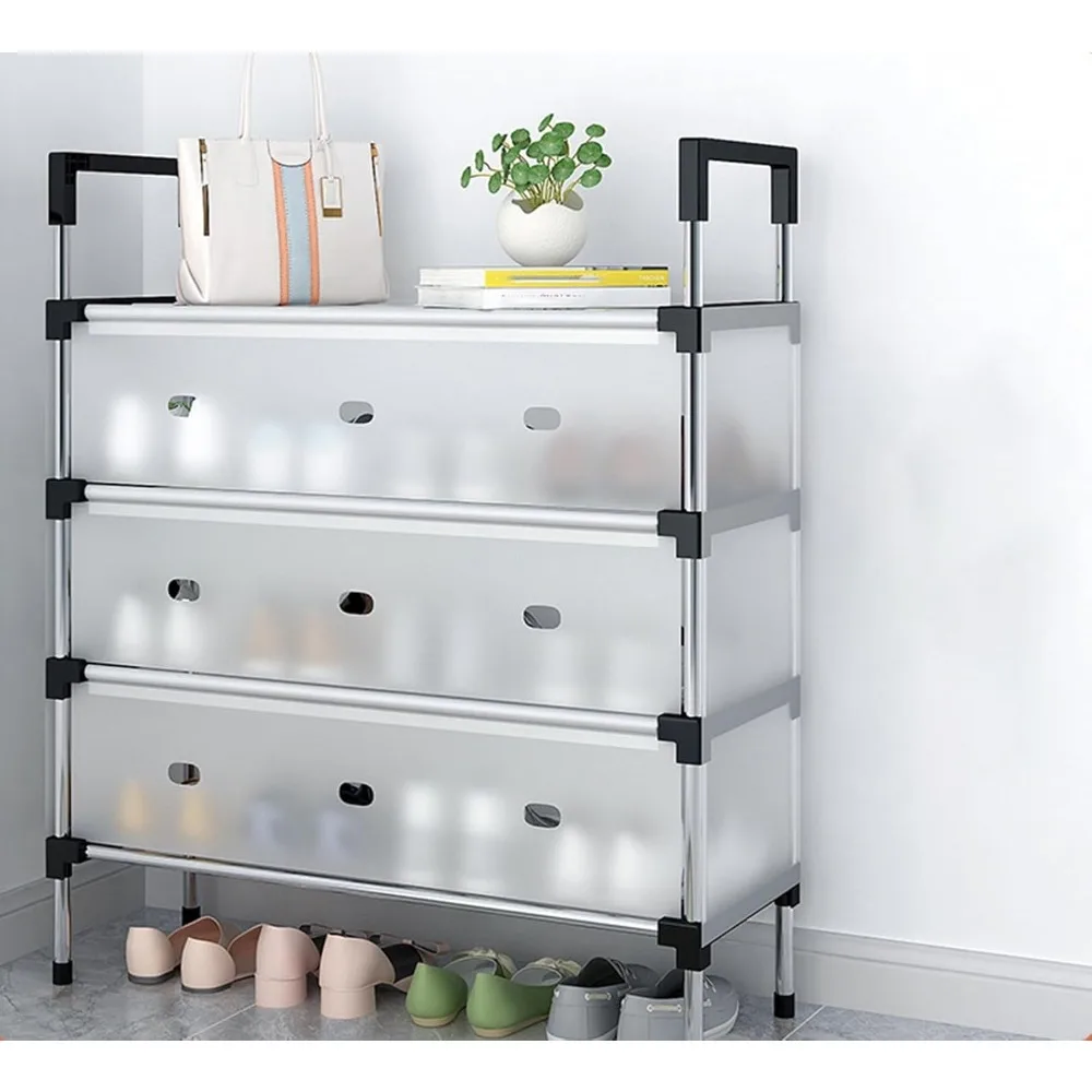 

Small Shoe Rack Lightweight Storage Shelf, Easy to Assemble, Stackable Shoe Cabinet with Dustproof Cover