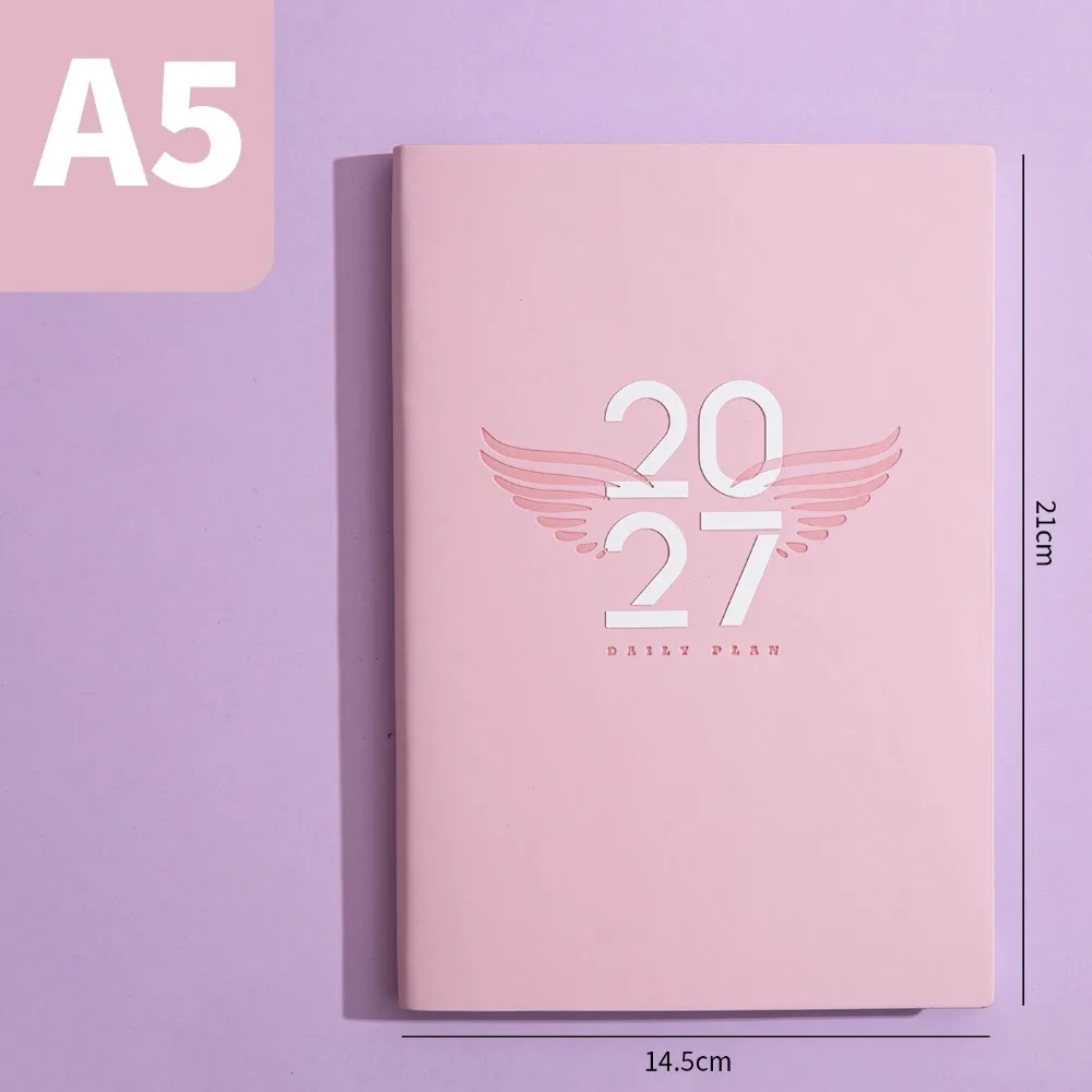 Portable A5 2027 Schedule Book Planner Reminder Textured PU Agenda Book To Do List Planner Notebook Office Supplies