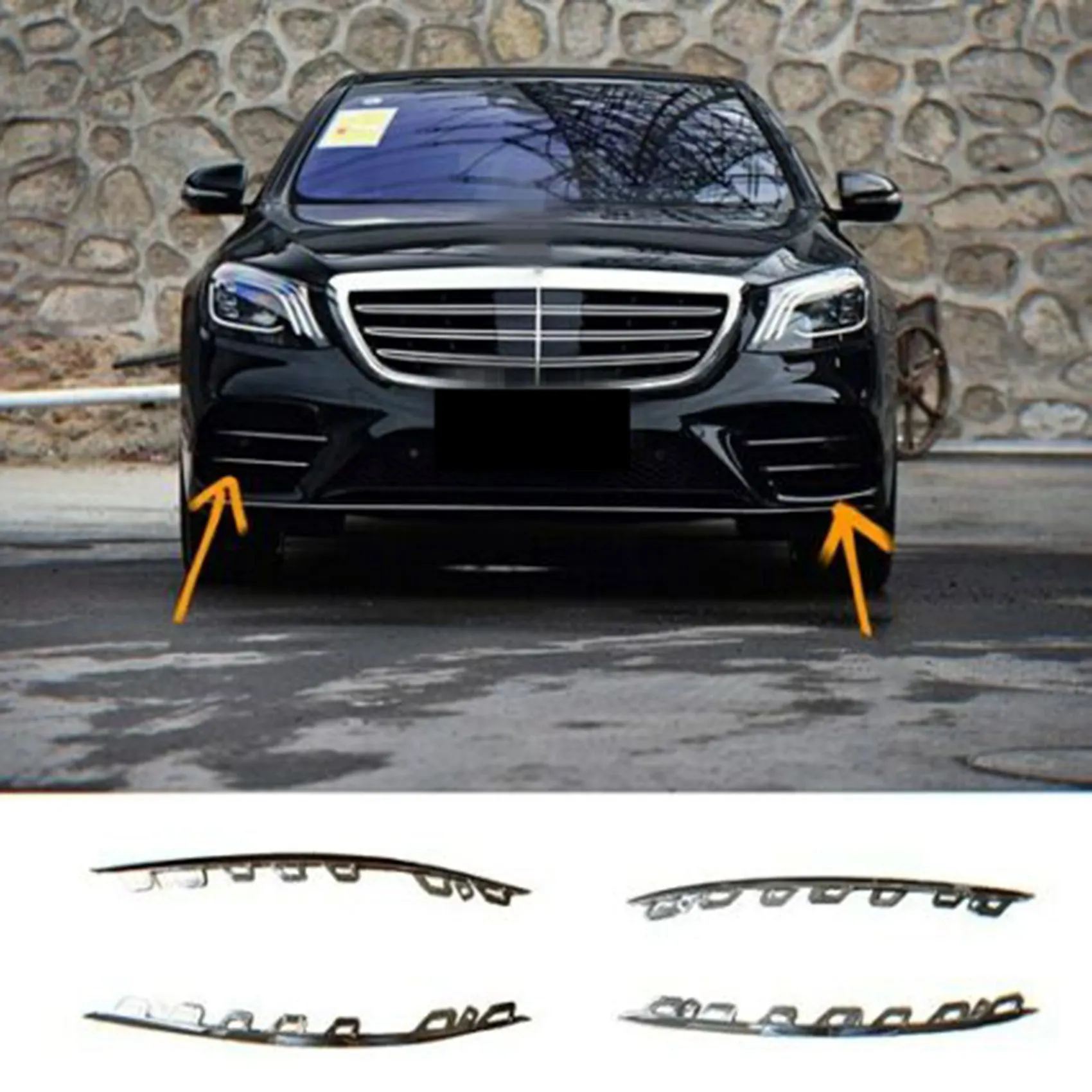 2228853601 Front Fog Light Bumper Grille Trim Air Intake Grille Decoration Strips for Mercedes Benz W222 S450 S500 S560