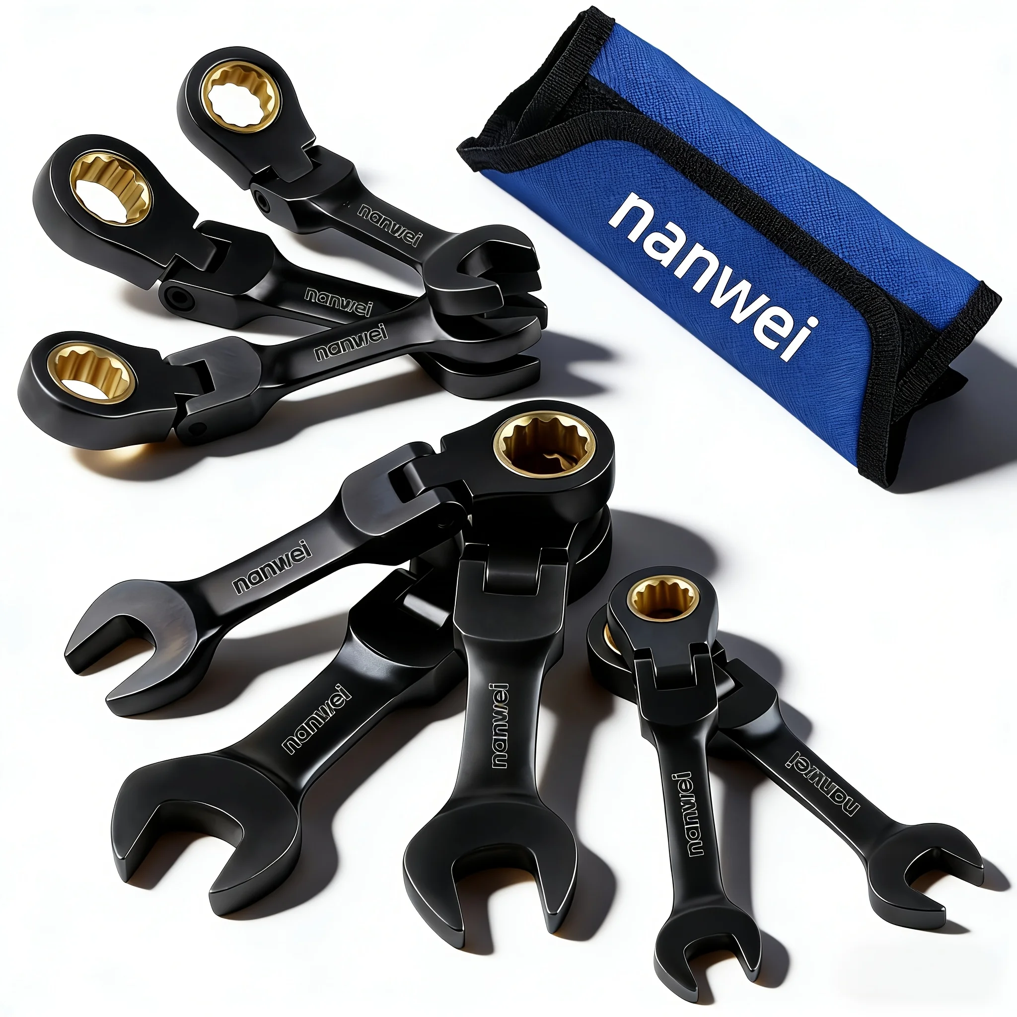 

8pcs 180° Oscillating Mini Ratchet Wrench Set, Mini Ratchet Wrench, Metric, 9, 10, 11, 12, 13, 14, 15, 17mm, 72 Teeth, Suitable for Use In Narrow Spaces, Ideal for Car Maintenance, Mechanical Use, DIY Enthusiasts, Daily Use And As A Gift.