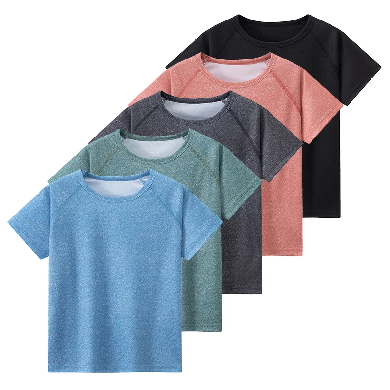 1/4/5 Piece Set For Children To Teenagers Multi Size Casual Sports Short Sleeved 120-170 Comfortable T-shirt For Boys And Girls