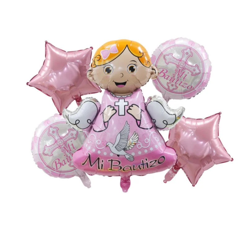 5PCS Easter Cross Foil Helium Balloons Christening First Communion Eucharist Party Decoration Jesus Pentecost Air Globos