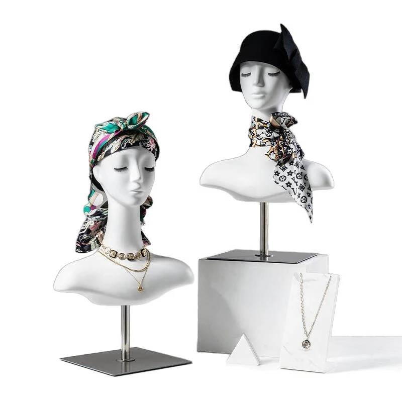 Clothing store head mold props women's model hat wig jewelry rack scarf rack headscarf necklace window display rack