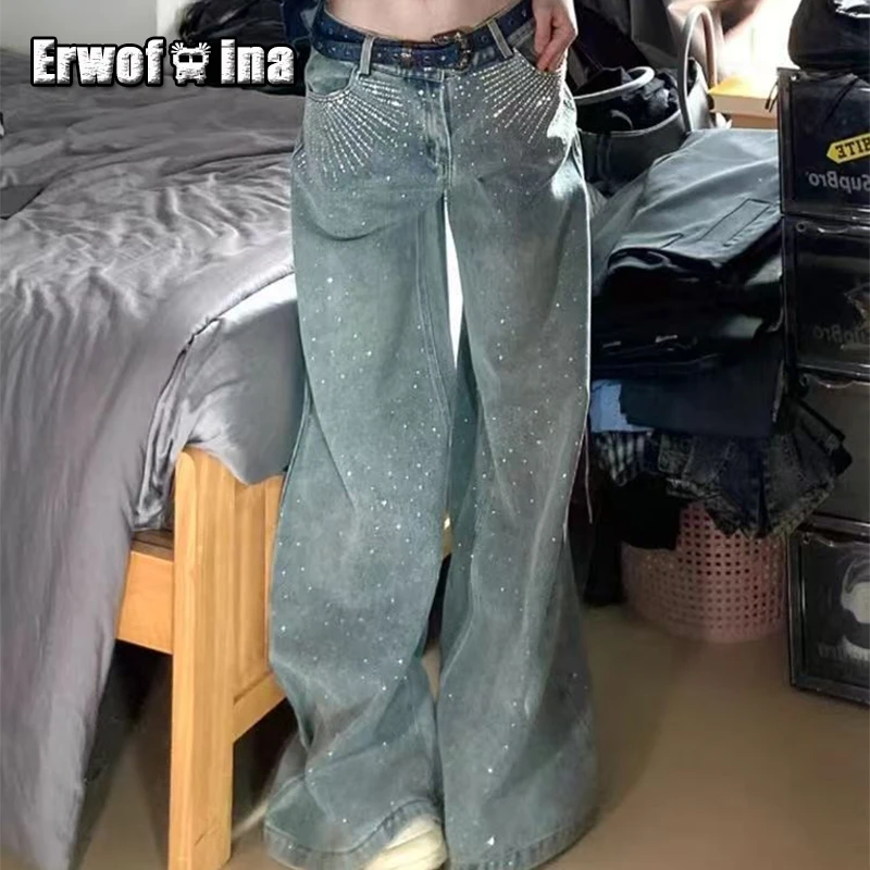 

Erwofeina Streetwear Jeans Loose Women's Denim Pants Y2k Baggy Pant Korean Fashion Chic Female Clothes All Season American Style