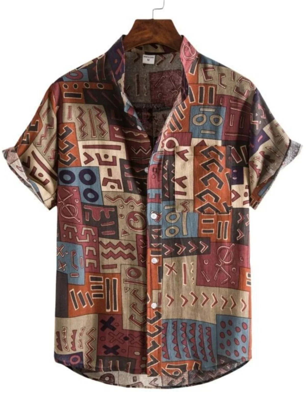 

Floral Print Stand up Collar ort Sve Men's irt Casual Breathable Lightweight Autumn Faion Youthful Chinese Production
