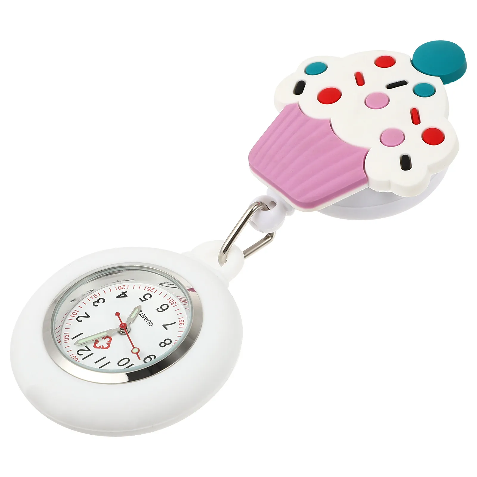 1Pcs Retractable Soft Silicone Nurse Pocket Watch Cartoon Design Accurate Timekeeping for Staff Students Lapel Clip