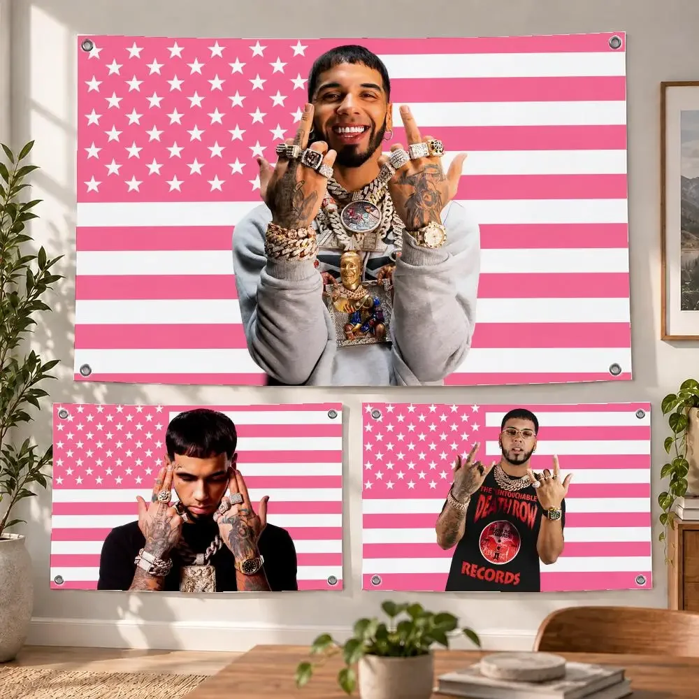 Music Latin Rapper Anuel AA Flags Decorative Flag Banner Indoor Bedroom Dorm Gaming Room Wall Party Club Decor Fan Gift