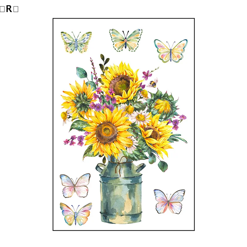 〔R〕Sunflower Vase Wall Sticker Self Adhesive For Toilet Bathroom Living Room Cabinet Home Decor Beautiful Flower Decal〔Winter2〕 view 6