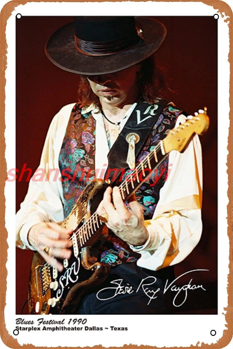 Stevie Ray Vaughan Tin Sign Metal Poster Metal Signs Vintage Style Wall Decor 8x12 Inch