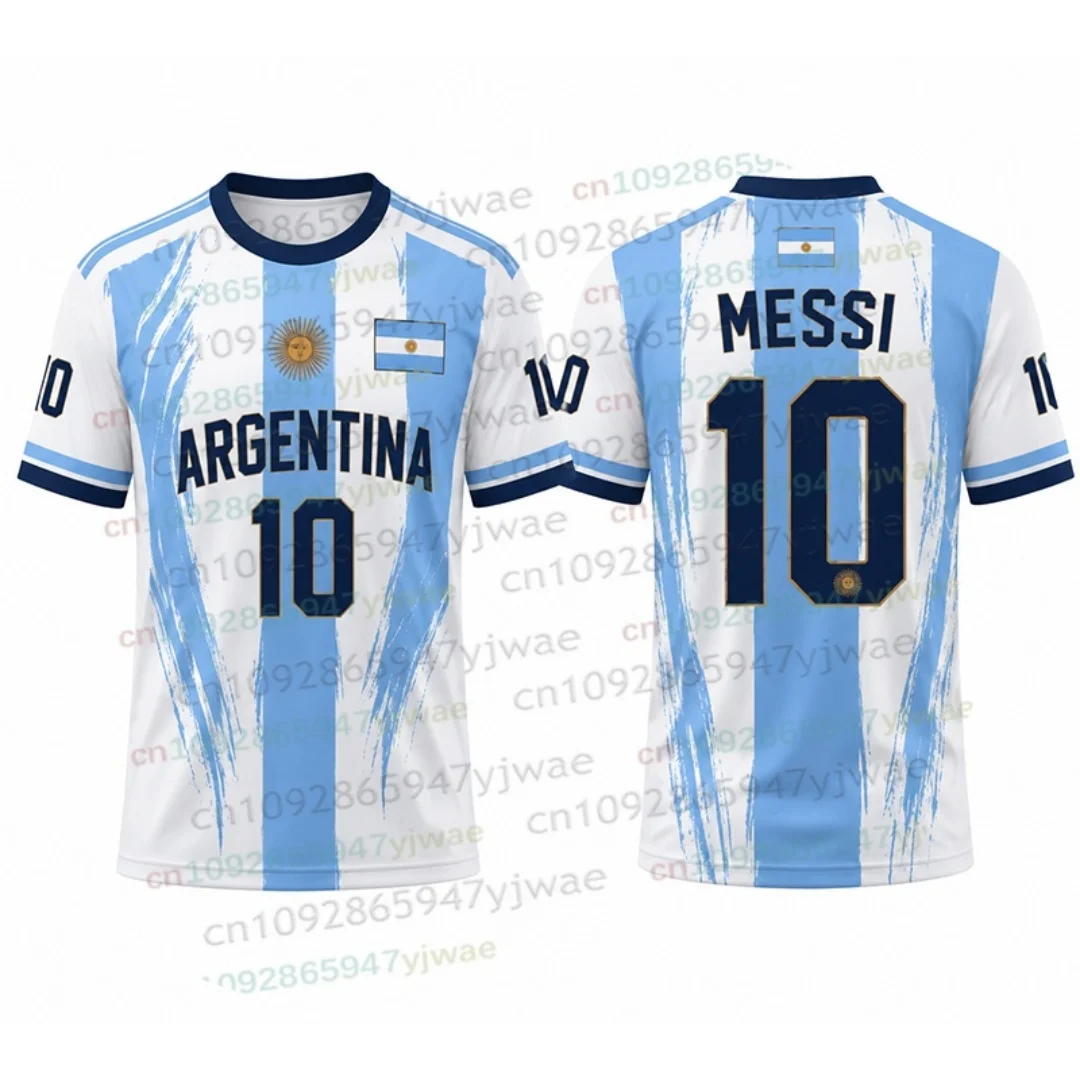 Vente flash - Édition spéciale MESSI 10 - Maillot de football pour les fans - Maillot de football d'été à séchage rapide - Sport en plein air - Entraînement - Vêtements de sport pour femmes et hommes