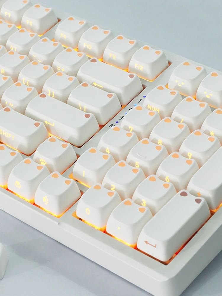 XVX Lumicat Tastenkappen, hinterleuchtet, durchscheinend, seitlich bedruckt, weiß/verlaufsfarbig, MAO-Profil, individuelle Katzen-Tastenkappen für Cherry MX-Tastaturen