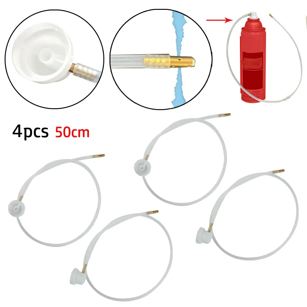 2/4 Uds 50cm película fluida manguera de extensión de boquilla de 360 grados 4,5mm apto para latas de aerosol Spray utensilios para el hogar