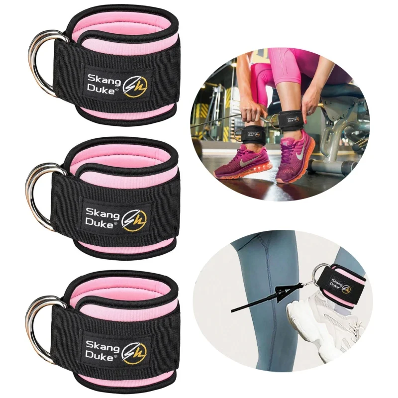 Fitness-Knöchelriemen mit Doppel-D-Ring, Verstellbare Neopren-Gepolsterte Manschetten, Knöchelgewichte für Beintraining, Stützbandage für Sport und Sicherheit, Abduktor-Trainingshilfe
