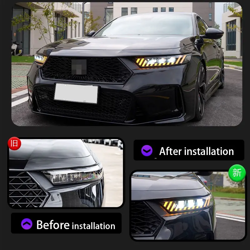 

Автомобильные светодиодные фары для Honda 11th 2023-2025 Accord в сборе, модифицированные светодиодные дневные ходовые огни, указатели поворота, двойной объектив