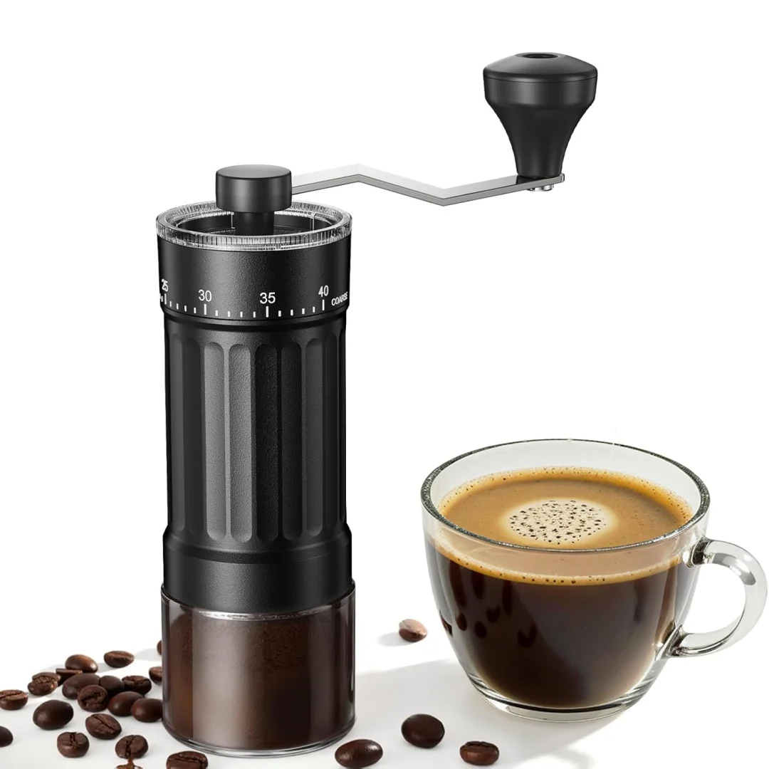 Molinillo de Café Manual con Ajustes Regulables, Molinillo de Granos de Café Portátil con Manivela para el Hogar, Viajes y Campamento
