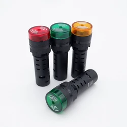 Buzzer 16mm Strobe Buzzer allarme indicatore luminoso suono 12V 24V 220V avvertimento pannello luminoso installazione giallo rosso verde AD16-16SM