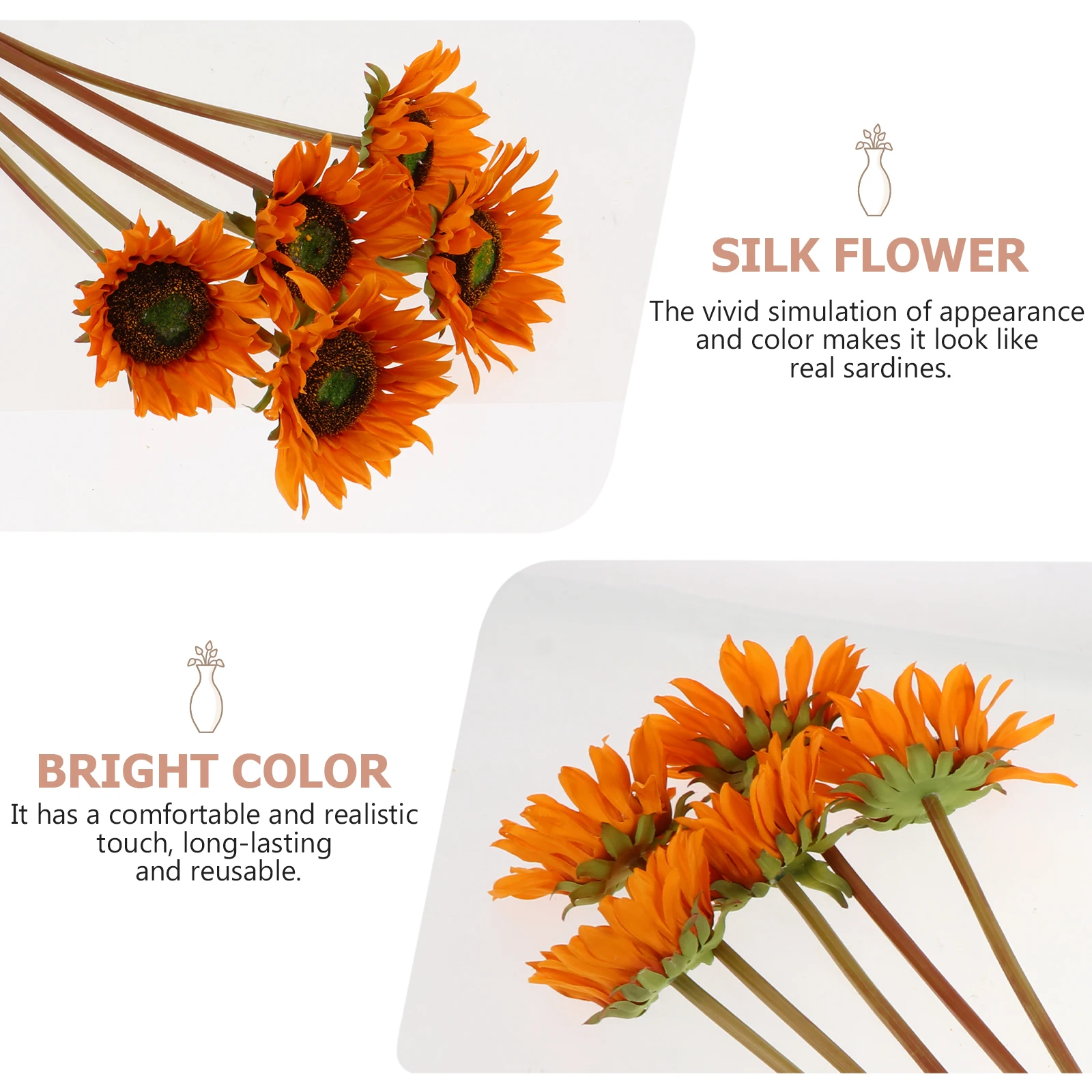 

5pcs Silk Artificial Flowers Lifelike Fake Floral Wedding Home Decor Table Center Faux Flower Photography Props Elegant