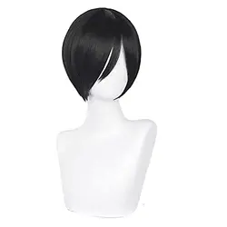 Women Men Hair for Mikasa Ada Cosplay Wig Short Straight Black Anime Party Halloween Costume Wigs