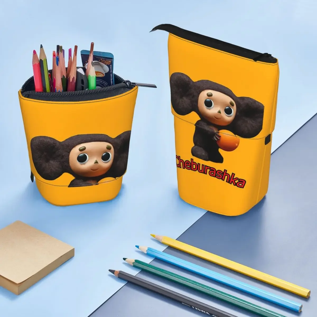 CheburashkaReversible Pencil Case for Students Gifts Pen Box Pencil Bag Stationery Supplies Pen Holder Bag
