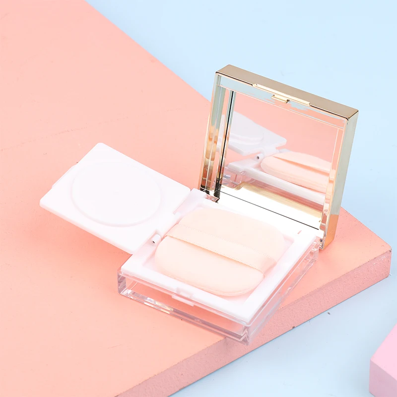 8g Square Gold Border Loose Powder กล่องเติมแต่งหน้าแบบพกพาการตั้งค่า Powder Blush คอนเทนเนอร์พัฟกระจก