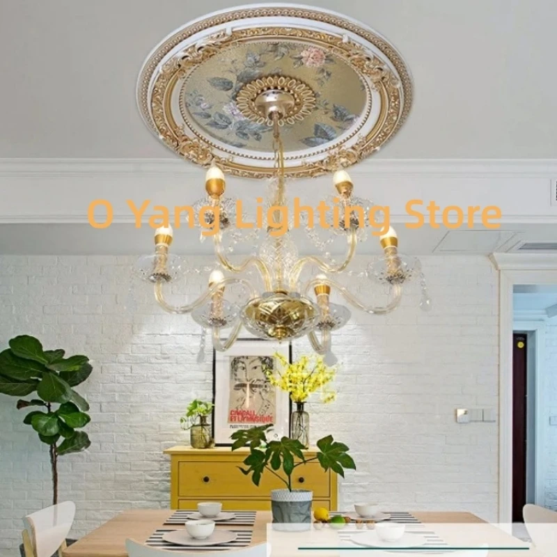 Decoration  Panel Lamp Pool Decoration Guest Dining Room Round Ceiling Molding Decoration Non-plaster  Just Lamp Panel