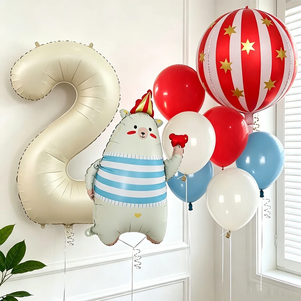32 inch Milk White Digital Balloon Set Cute Bear Balloon Used for Retro Carnival Parties, Showers, Anniversary, Birthday Decor - view 3
