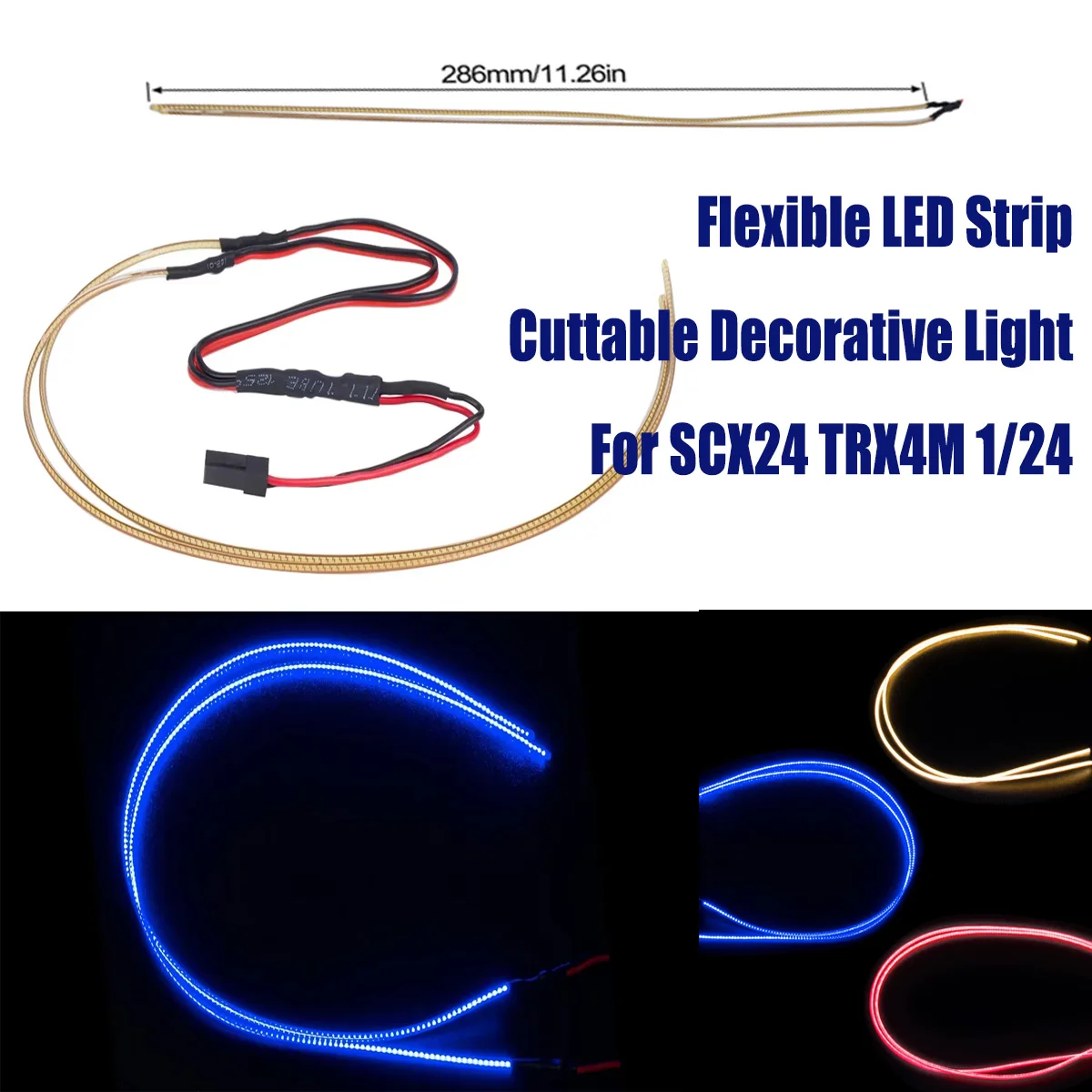 1/24 1/18 RC Car Flexible LED Light Strip – Cuttable Decorative for SCX24 TRX4M FCX24 FCX18 Upgrades