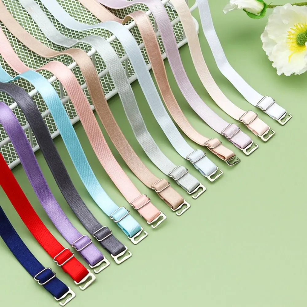 

Double-Shoulder Stainless Steel Bra Straps Anti-slip Buckle Belt Adjustable Bra Shoulder Straps Solid Color Bra Accessories