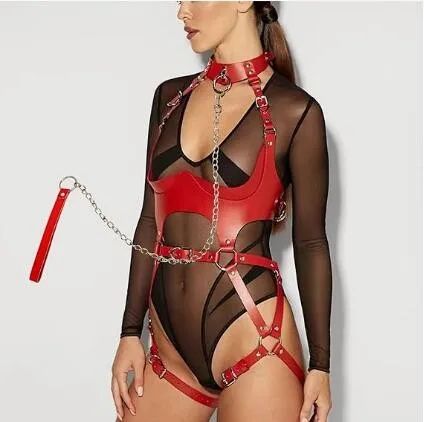 Ensemble de sous-vêtements en cuir creux personnalisé, menottes attachées amusantes, équipement de bondage, tentation intégrée, jouets sexuels d'auto-bondage, sexy