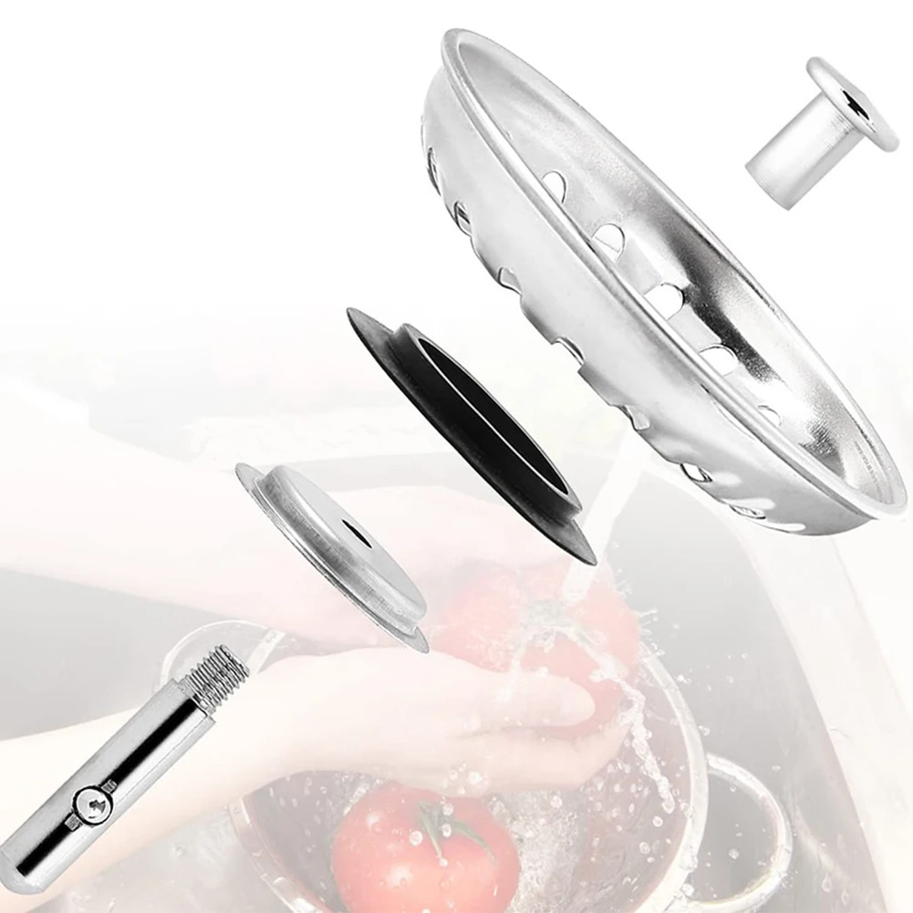 1pcs Waste Plug- Kitchen Sink Strainer Replace Basin Drain Stopper Stainless Steel Filter Strainer Basket Replacement Spigot Rod