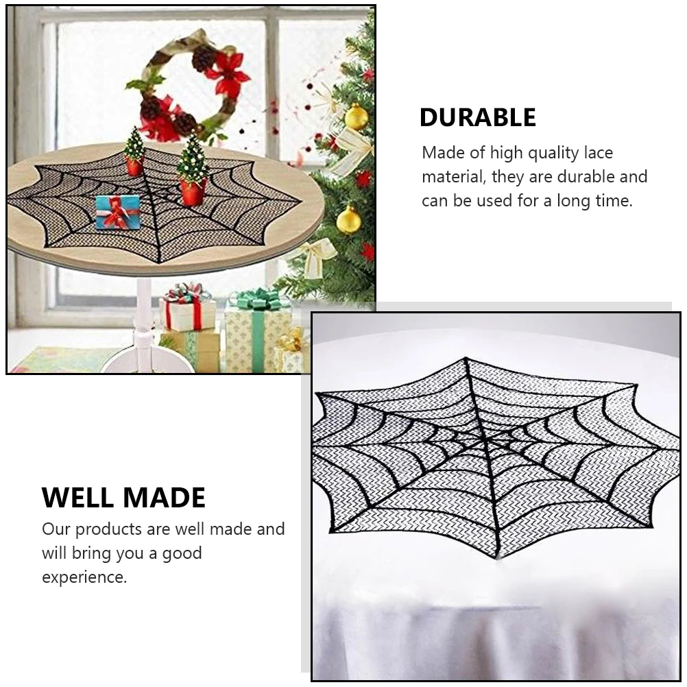 

2 Pcs Tablecloths Lace Halloween Cobweb Decor Mats Party Supplies Table Decorations Home Textile