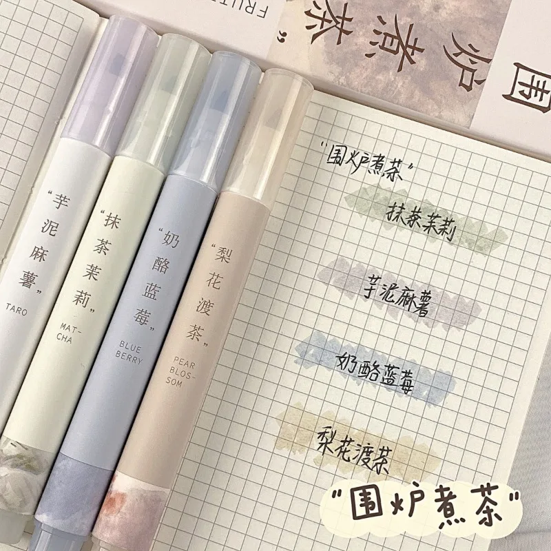 japanese stationery Morandi Cool Color Series highlighter pen set school supplies kawaii  Aestheticism Oblique edge Mark Pen - Image 6