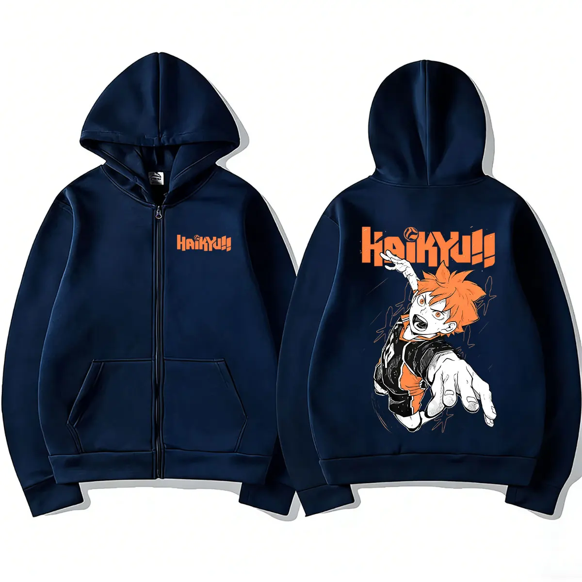 Anime Haikyuu Hinata Shoyo Grafik-Reißverschluss-Hoodie für Männer und Frauen, Manga Oversized Zip-Up-Jacke, Unisex Mode Vintage Casual Hoodies – Detail 4