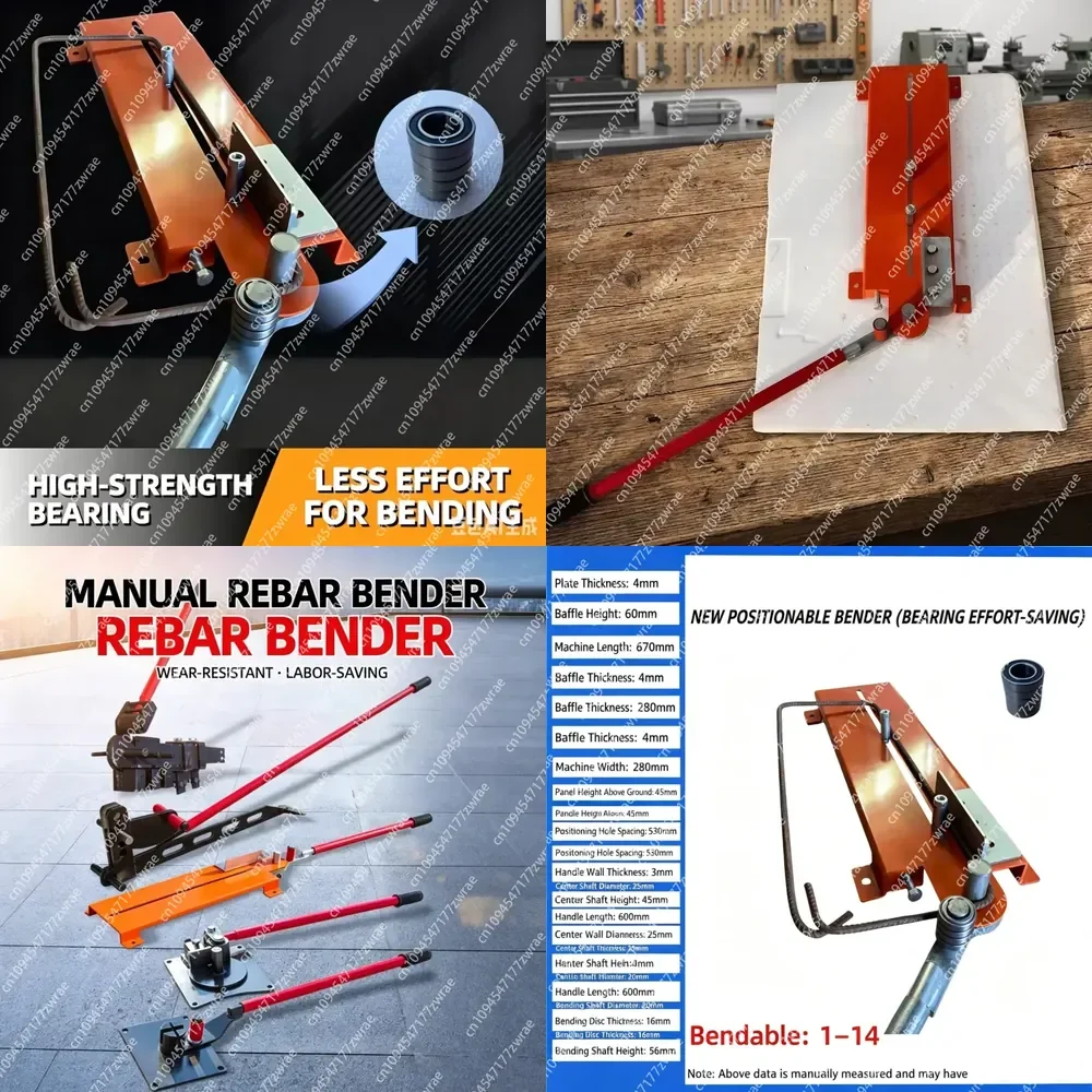 Construction Carbon Steel Durable Manual Rebar Bender 1/2