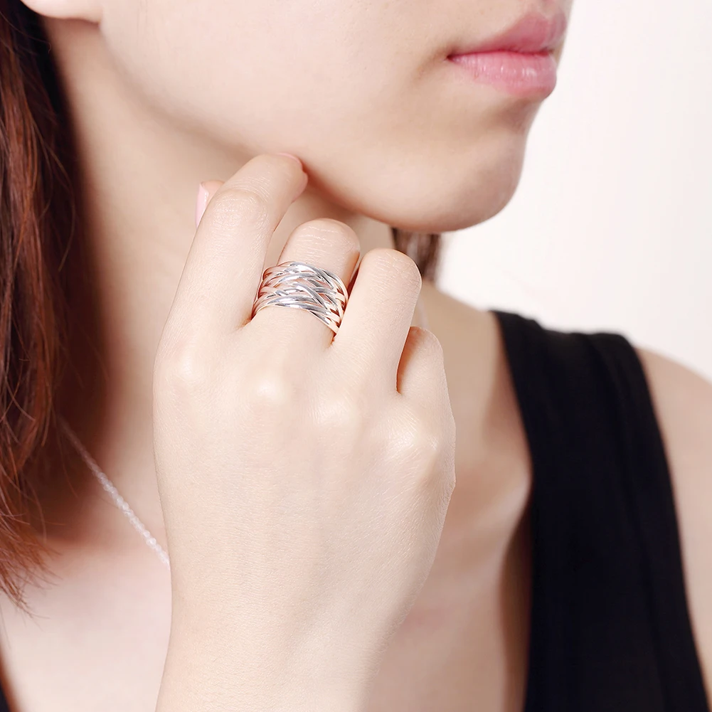 Korean Fashion Pretty 925 Sterling Silver Rings For Women Adjustable Retro Wedding Party Gifts Charms Designer Jewelry