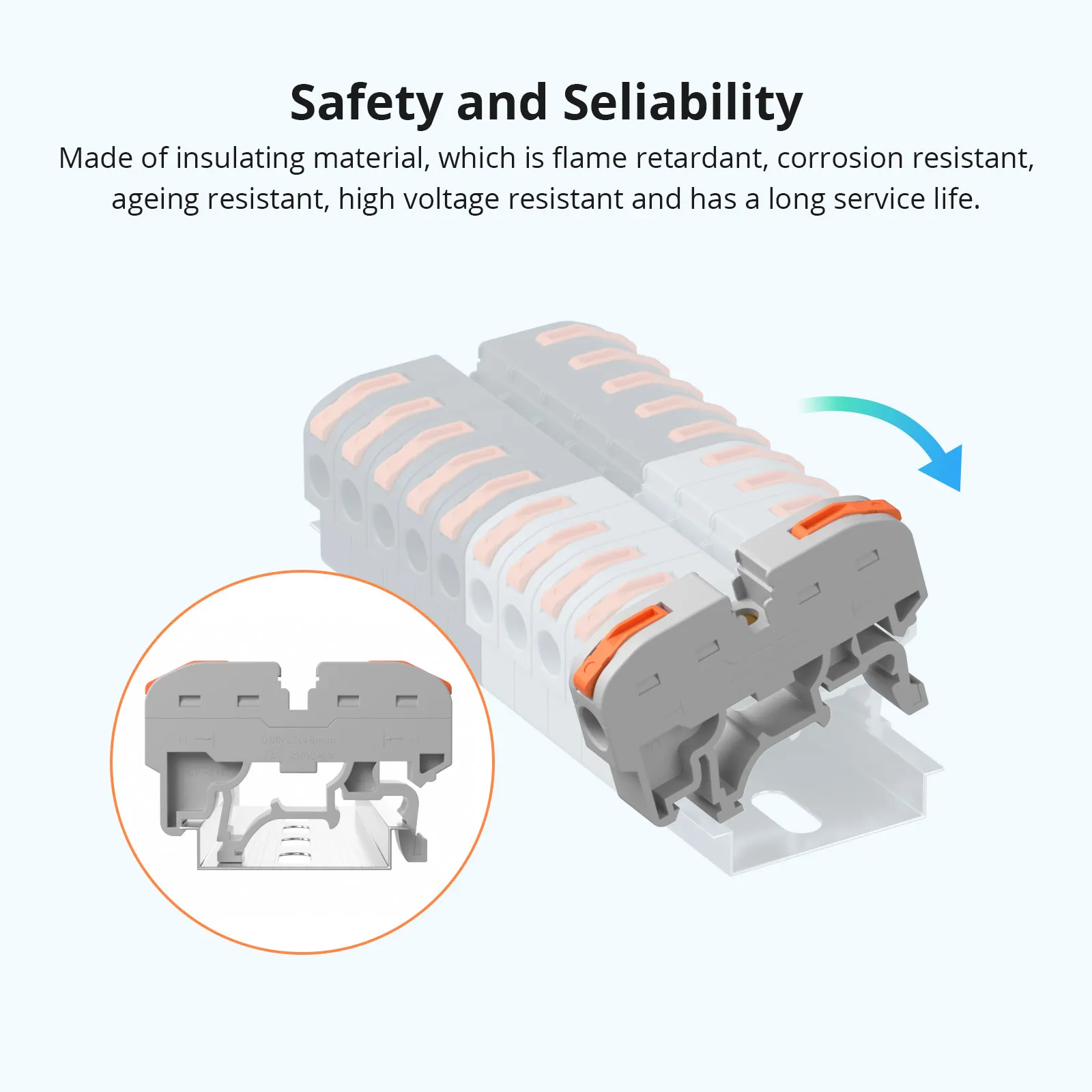 SONOFF 20 قطعة Din السكك الحديدية موصلات الأسلاك كتل طرفية عدة السلامة ومريحة الأسلاك الملحقات موصلات كهربائية