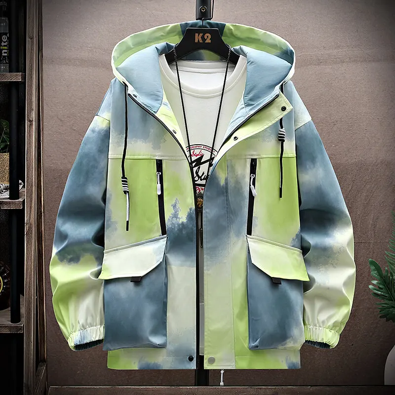 2024 Autumn youngth Thick Outdoor Jackets Men's high-quality  Jacket men Fashion print coat mens Casual hoodie windbreaker