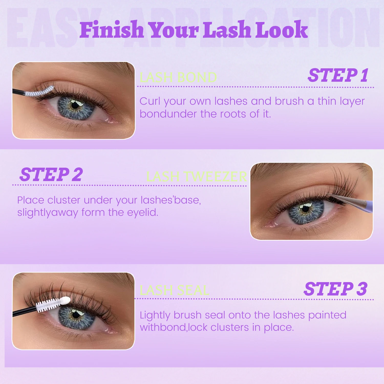 Sztuczne rzęsy samoprzylepne, DIY 10-12 mm, 120 sztuk puszystych rzęs typu D, miękkie, naturalne rzęsy z pęsetą, delikatne pojedyncze kępki, naturalny wygląd, odpowiednie dla początkujących