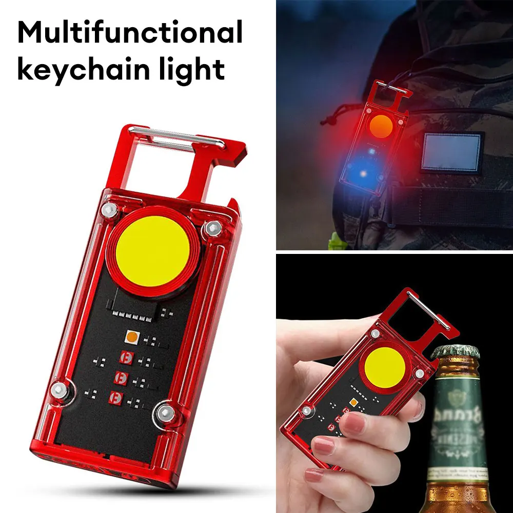 Portable LED COB Keychain Flashlight Rechargeable Camping Lamp Magnetic Repair Light Clip On Cap Light Outdoor Emergency Lamp