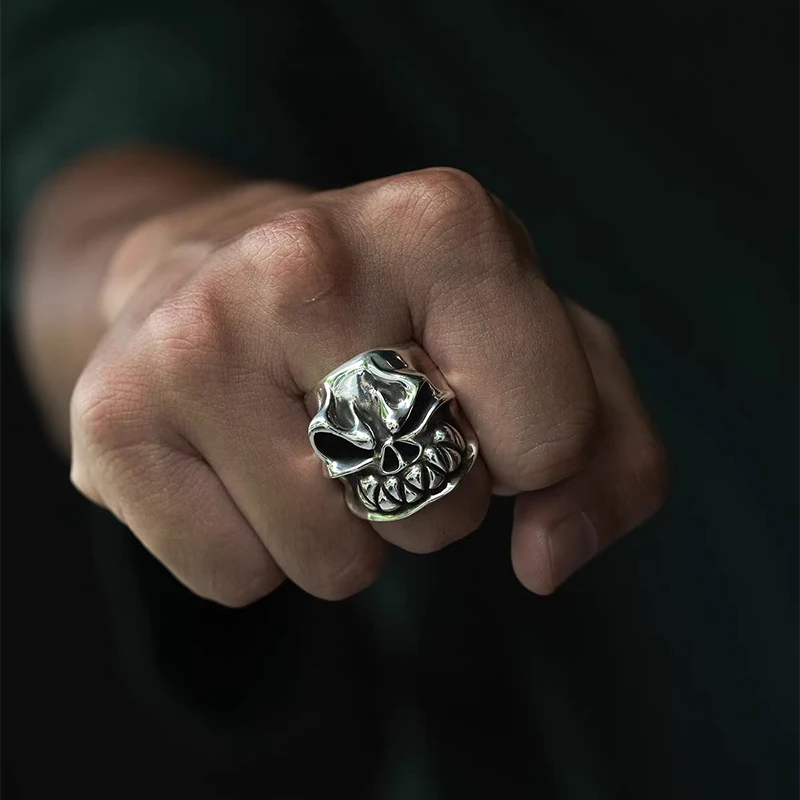 Retro Gothic Skull Rings for Man Unique Unusual Emo Punk Y2K Cool Stuff Luxury High Quality Gift Choice Items Designer Jewelry