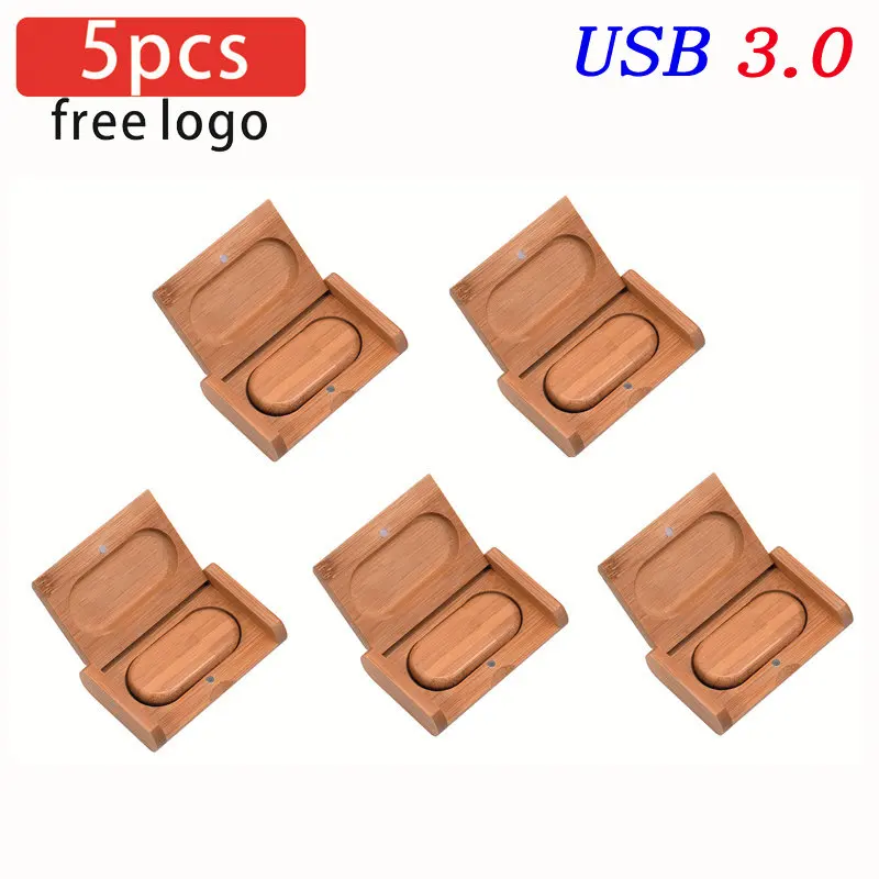 5 PCS LOT USB 3.0 Flash Drives 128GB Wooden Box Pen Drive 64GB Free Custom Logo Pendrive 32GB Wedding Gift Memory Stick 16GB 8GB