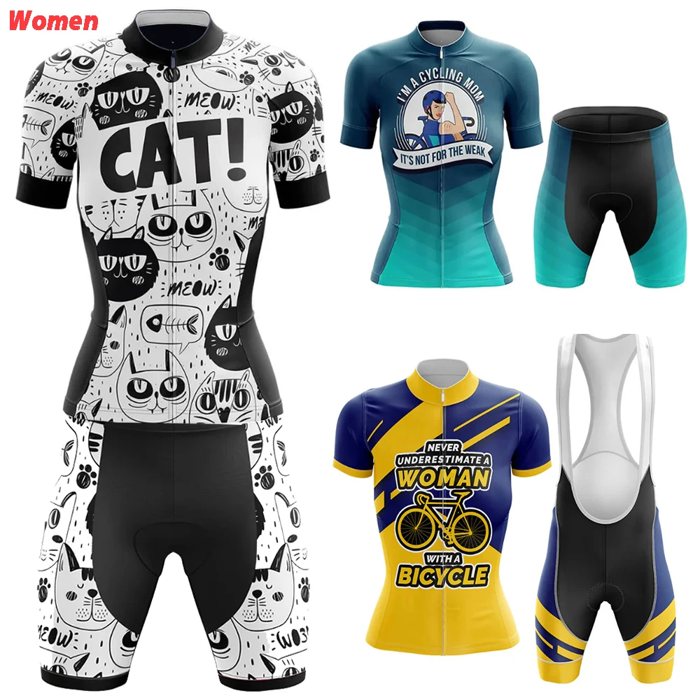 

Cat Sleeveless Polyester Cycling Clothing Uniform Jersey Women's Bike Shorts Man Mtb Pants Outfit Set Bicycle Mountain Sports
