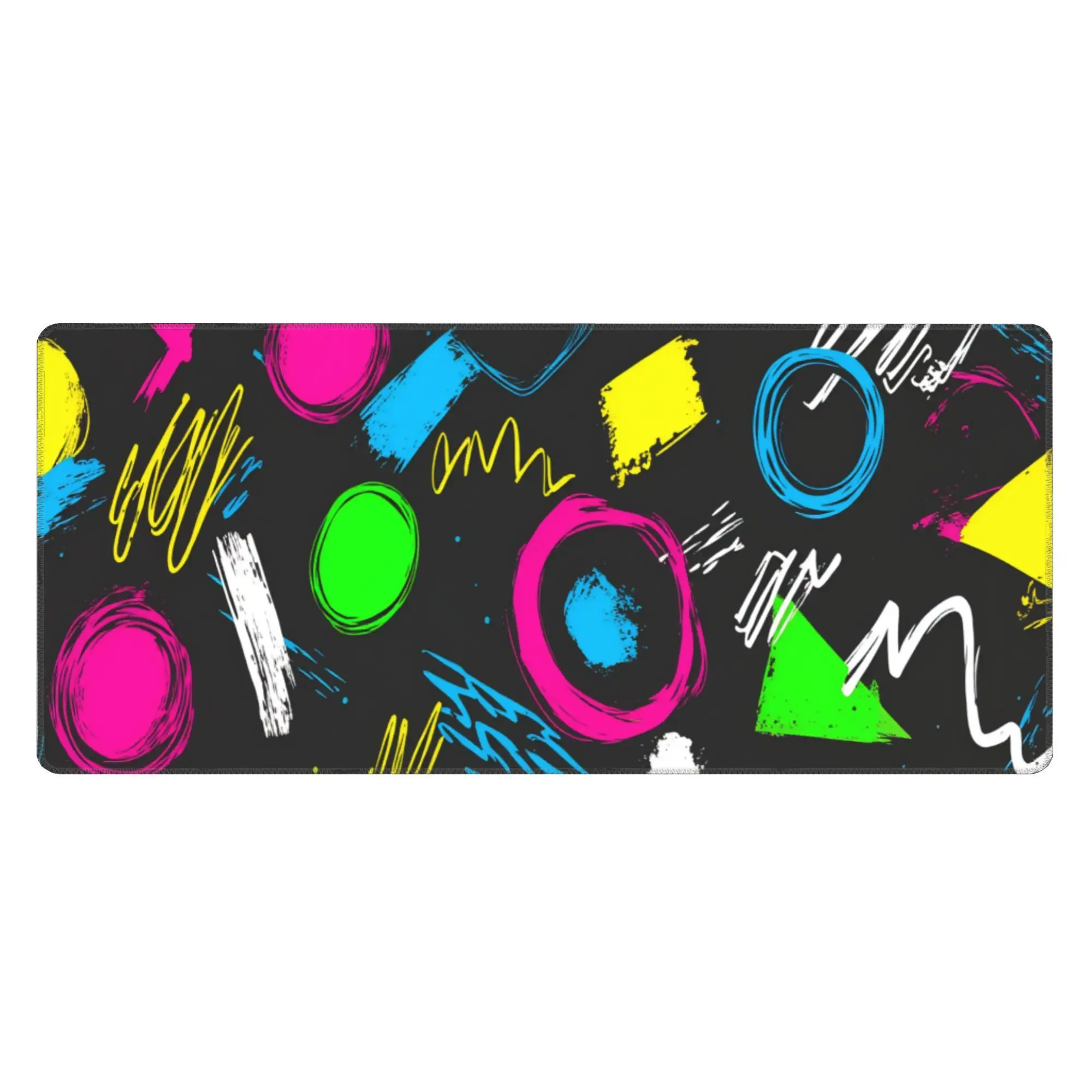 Neon Abstract Shapes Mouse Pad Rubber Gaming Desk Mat For Office and Desktop