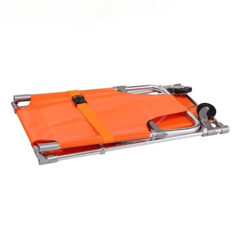 Emergency wheelchair stretcher with support feet and wheel hub, multi-functional folding