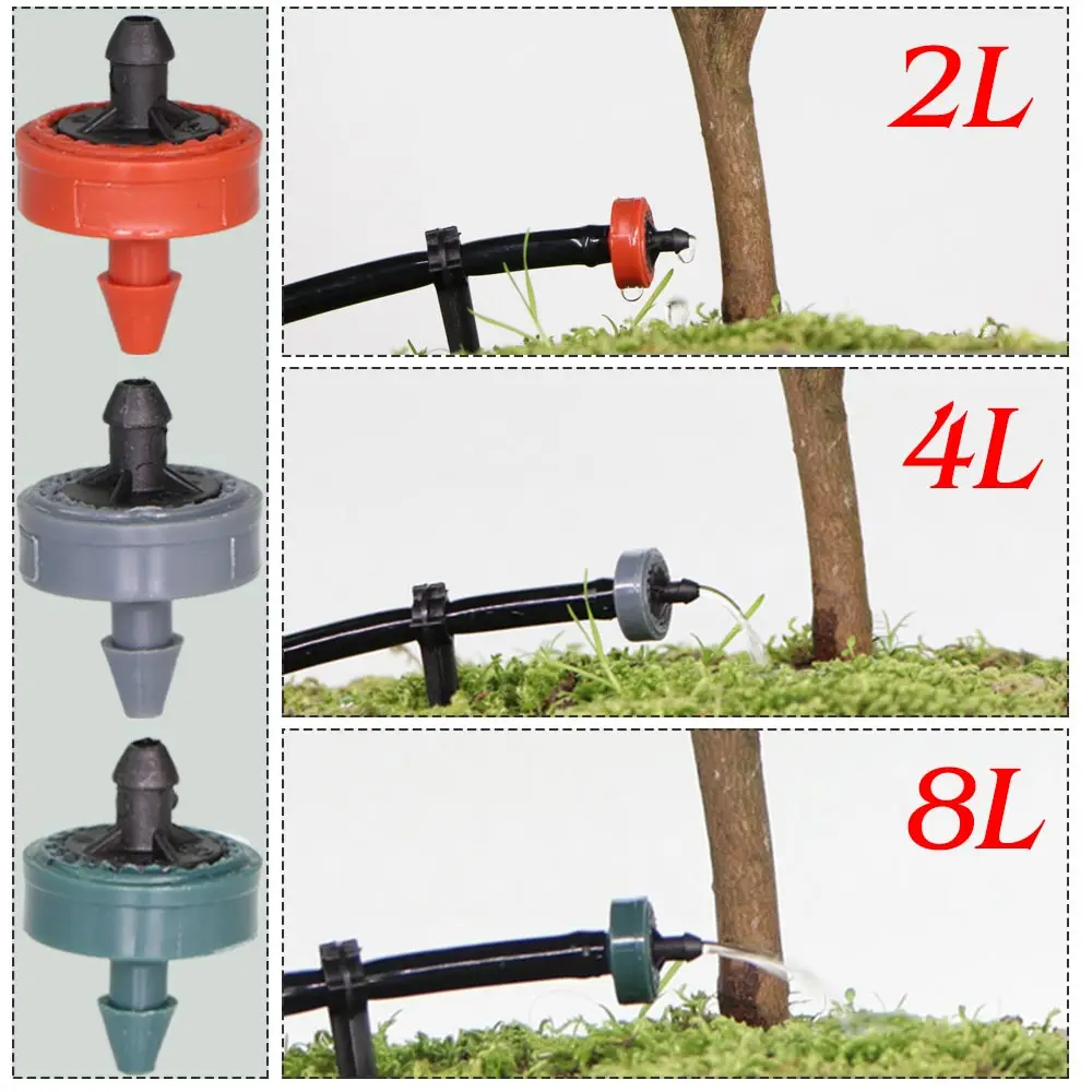 20PCS 2L 4L 8L Automatic Pressure Compensated Dripper Agricultural Garden Lawn Drip Irrigation Steady Flow Emitters 4/7mm Hose