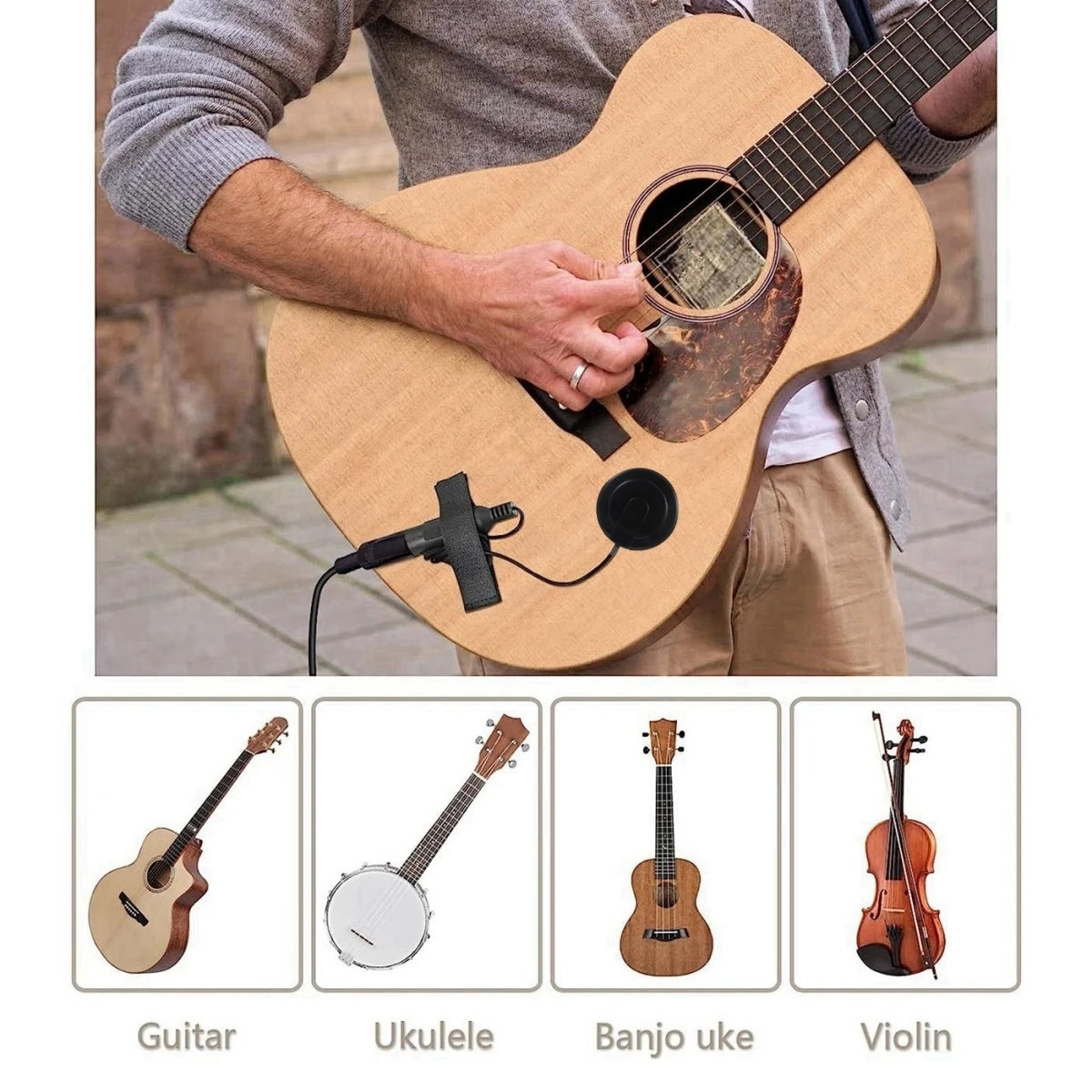 Miwayer Piezo Contact Pickup Mic Durable Clip-On for Acoustic Guitar/Ukulele/Mandolin/Violin/Banjo/Kalimba/Thumb Piano