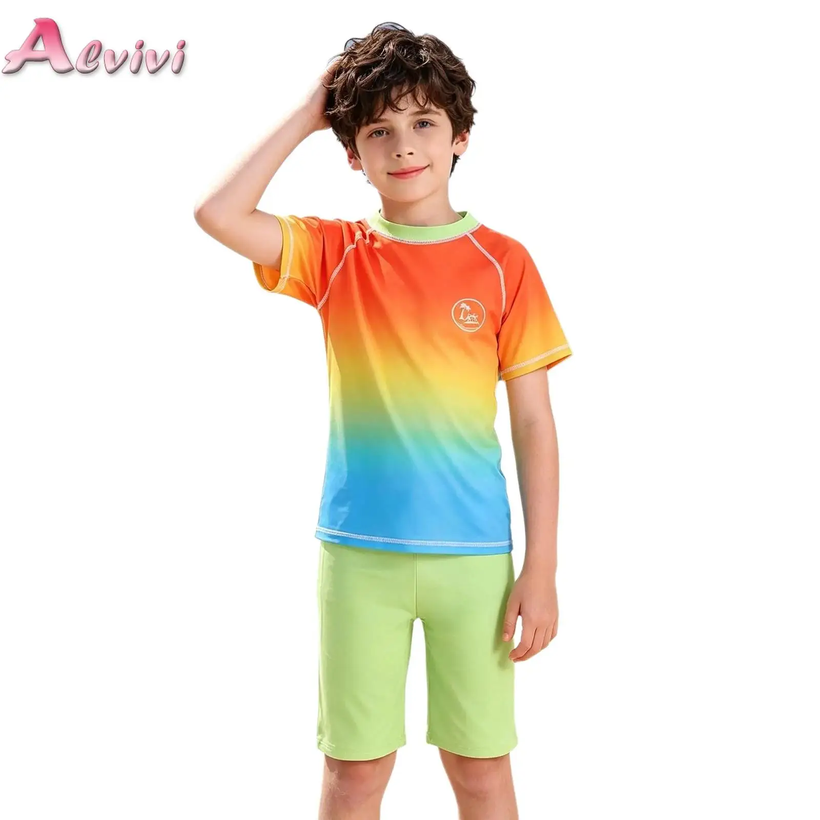 

Boys Rash Guard Swimsuits Set for Kids 2 Piece Short Sleeve Swim Shirts Quick Dry Bathing Suits with Trunks for Beach Vacation
